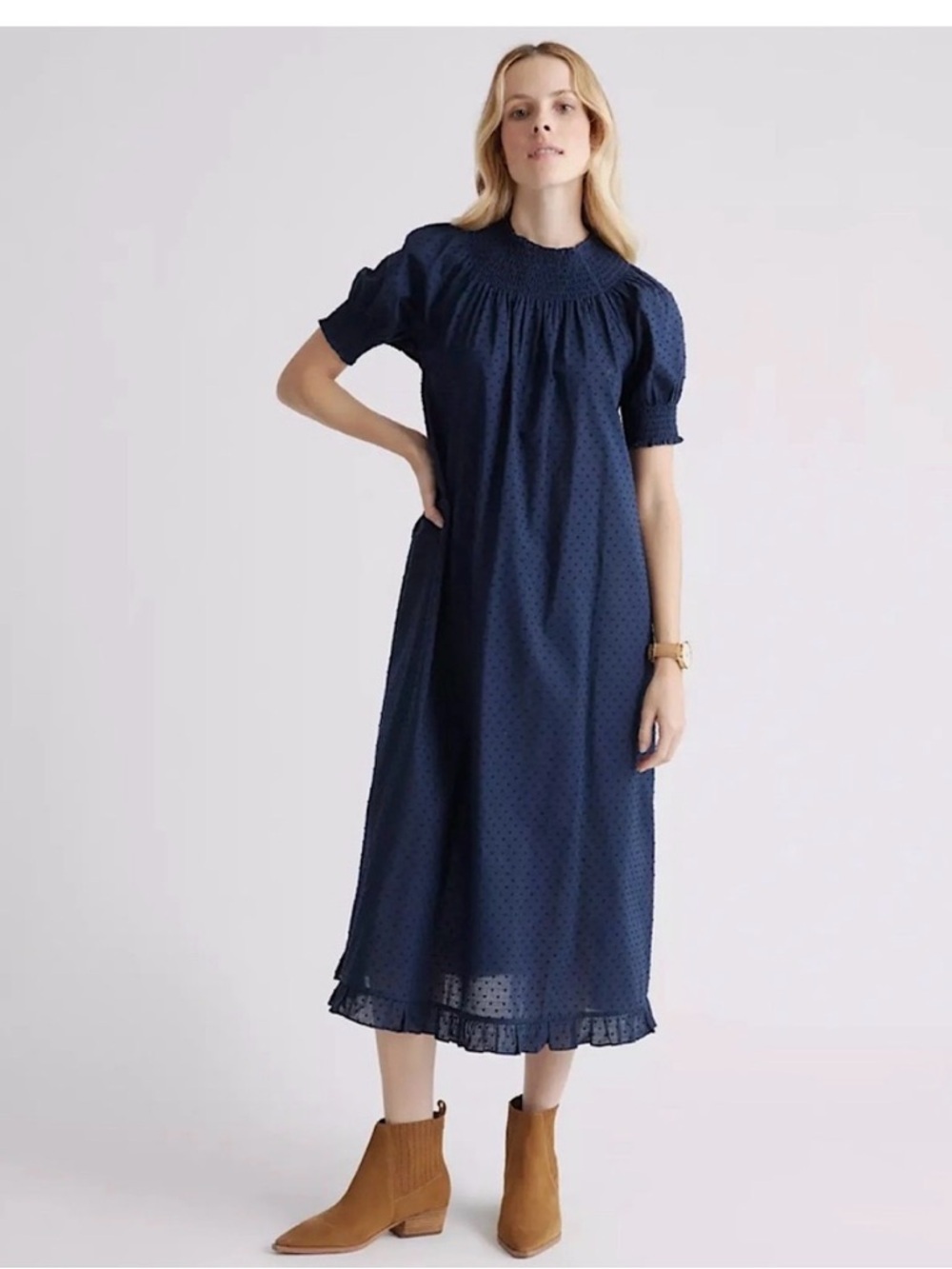 Quince Women's Cotton Short Sleeve Mini  Dress S